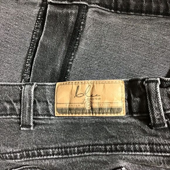 Blu Mens Jeans 43x26 Denim Black Heavyweight 5 Pockets Dark Wash Straight Leg - Picture 3 of 4